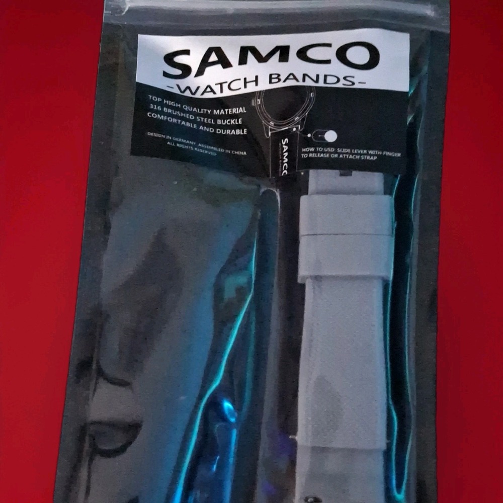 SAMCO Light Gray Silicone 22mm Two-Piece Wristwatch Band Strap for SAMCO Ink